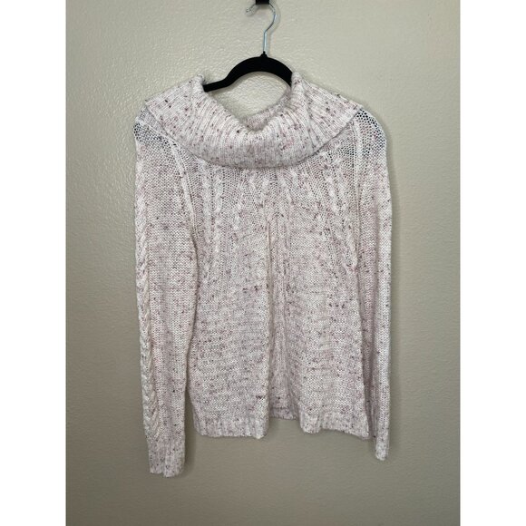 Soho New York & Company Womens Speckled Knit Cowl Neck Sweater M Ivory Pink - Picture 3 of 7